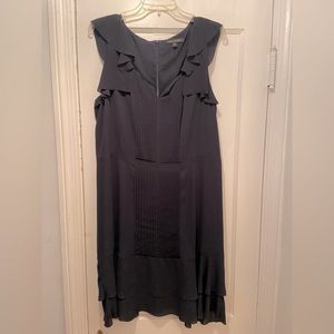 Banana Republic Pintuck Ruffle Dress, Dark Navy, Size 16